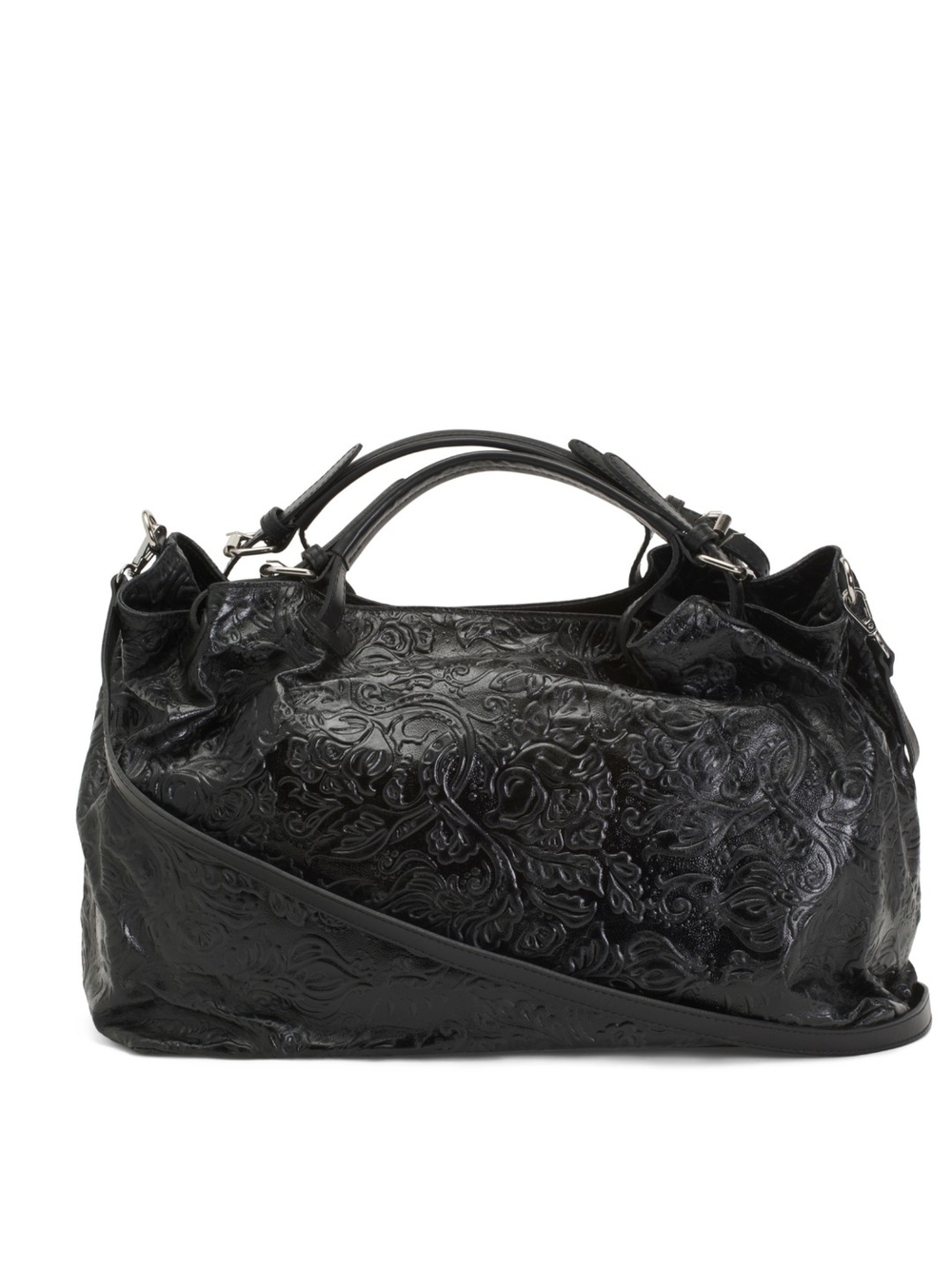NWT ISADORA Bellissimo Tooled Leather Satchel Bag (STL3037) Chocolate (Expresso)
